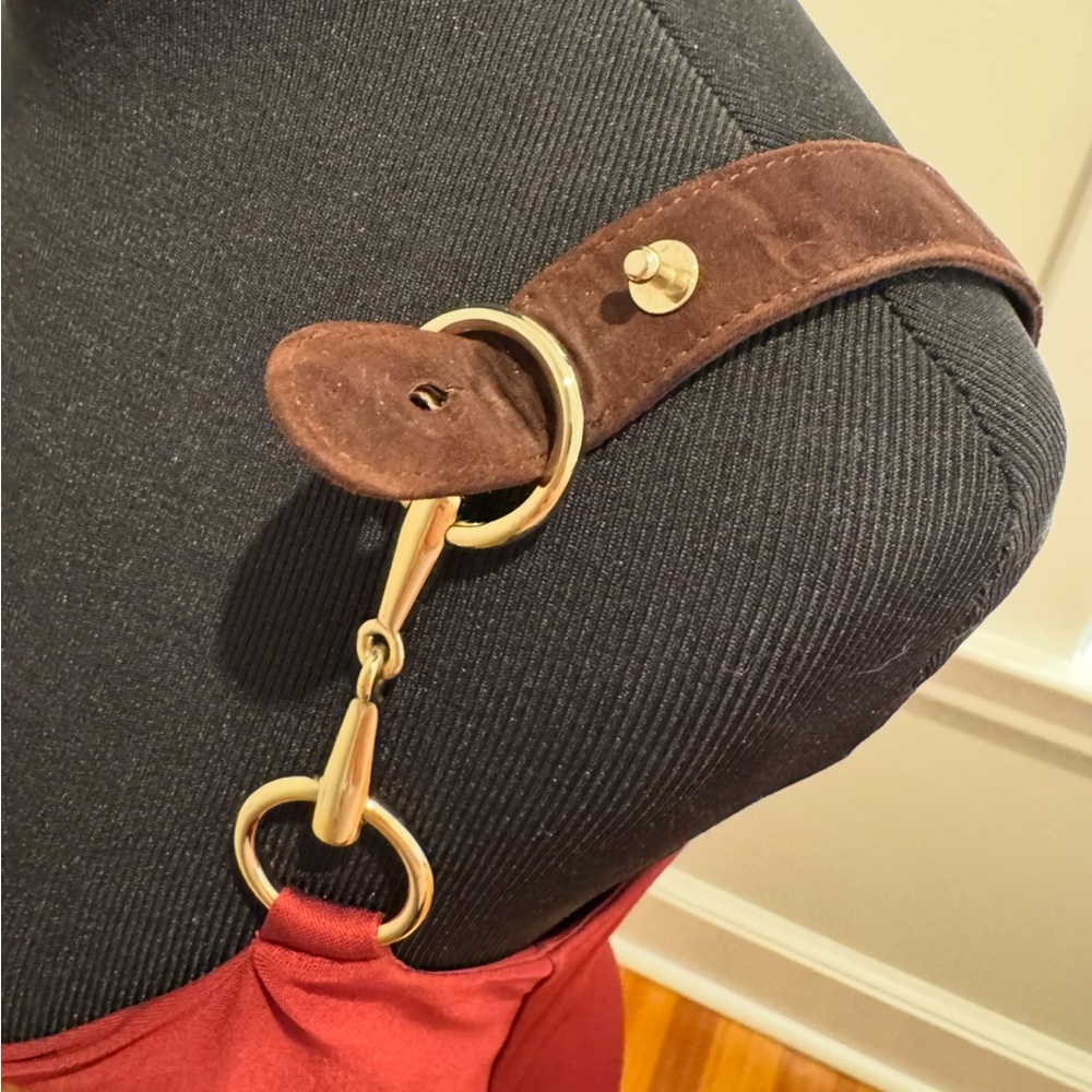 Gucci Sleeveless Dark Red Dress w/ Brown Suede and Gold Horsebit Closure Size S. - Picture 2 of 7
